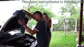 Mechanic repairs a sexy MILF's car in exchange for fucking her - Tommy Miller