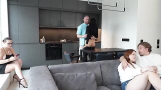 Step-Aunt MILF Plays Cuckold – Feeds Lube While Orgy Goes Anal