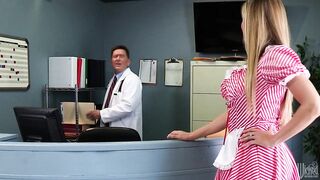 Blonde bimbo Samantha Saint is a sexy candy striper