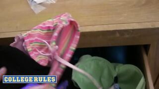 COLLEGE RULES College Girls Catch Frat Boys Mid Raid And Ride Them Hard In Group Sex Fun