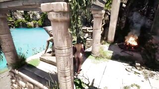 The ancient statue suddenly woke up and began rhythmically fucking Lara. 3D Hentai Game