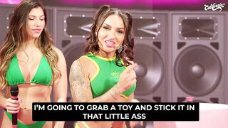 MONIQUE BERTOLINI, THE NAUGHTIEST PRESENTER IN BRAZIL SHOVES A PLUG UP RAFAELA LIMA'S ASSHOLE ON SHOW!