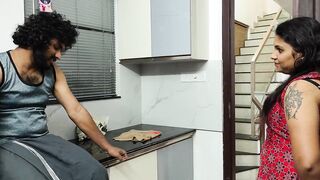 Wife and husband first time sex and it happens in kitchen and sofa sex while no one in home