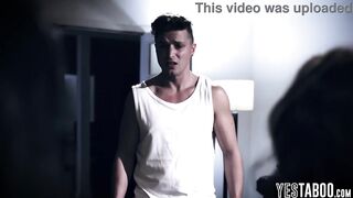 Horny teen step son has a threesome with his mature step mother and her big tits GF