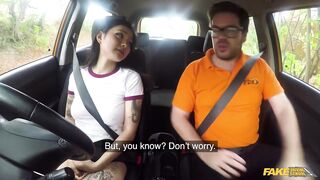 Fake Driving School - Petite Japanese babe gets a rough sex ride in a car