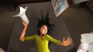 3DGSPOT - Horny Brunette Deepthroats And Fucks A Man's Big Cock In Plaster! 3D CARTOON PORN!