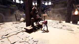 An ancient statue awakened and began to fuck Lara in an arena with 1,000 spectators. 3D Hentai Game