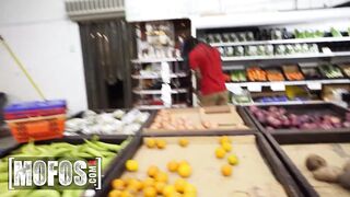 MOFOS - Horny Aubry Babcock Her Knees In The Store And Sucks Off Her Coworker In Public - Aubrey Babcock